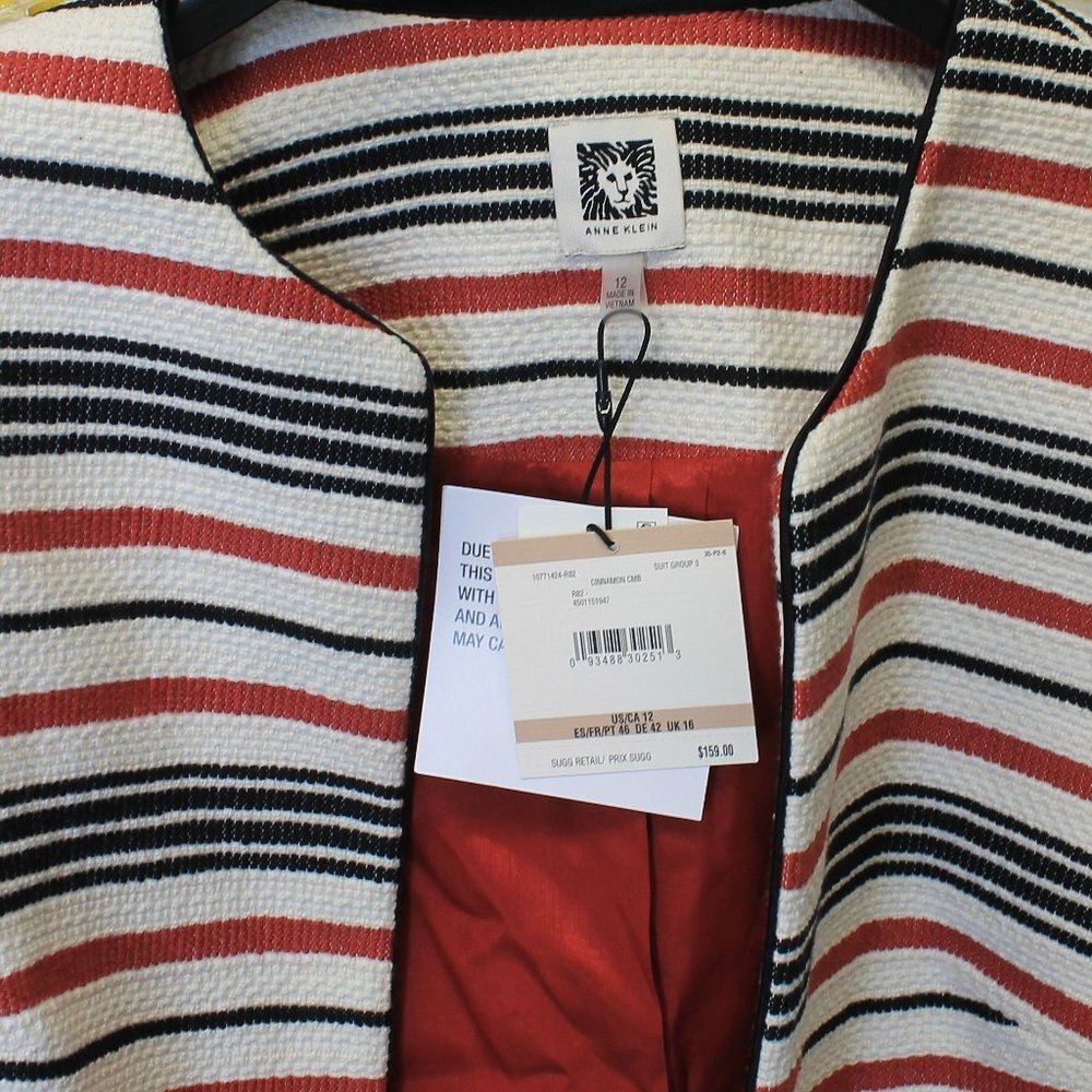 Anne Klein Piped Stripe Cardigan Jacket - Picture 4 of 5